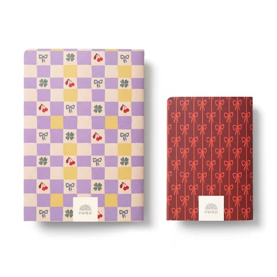 Papier Checkerboard & Bows Softcover Lined Notebook Set